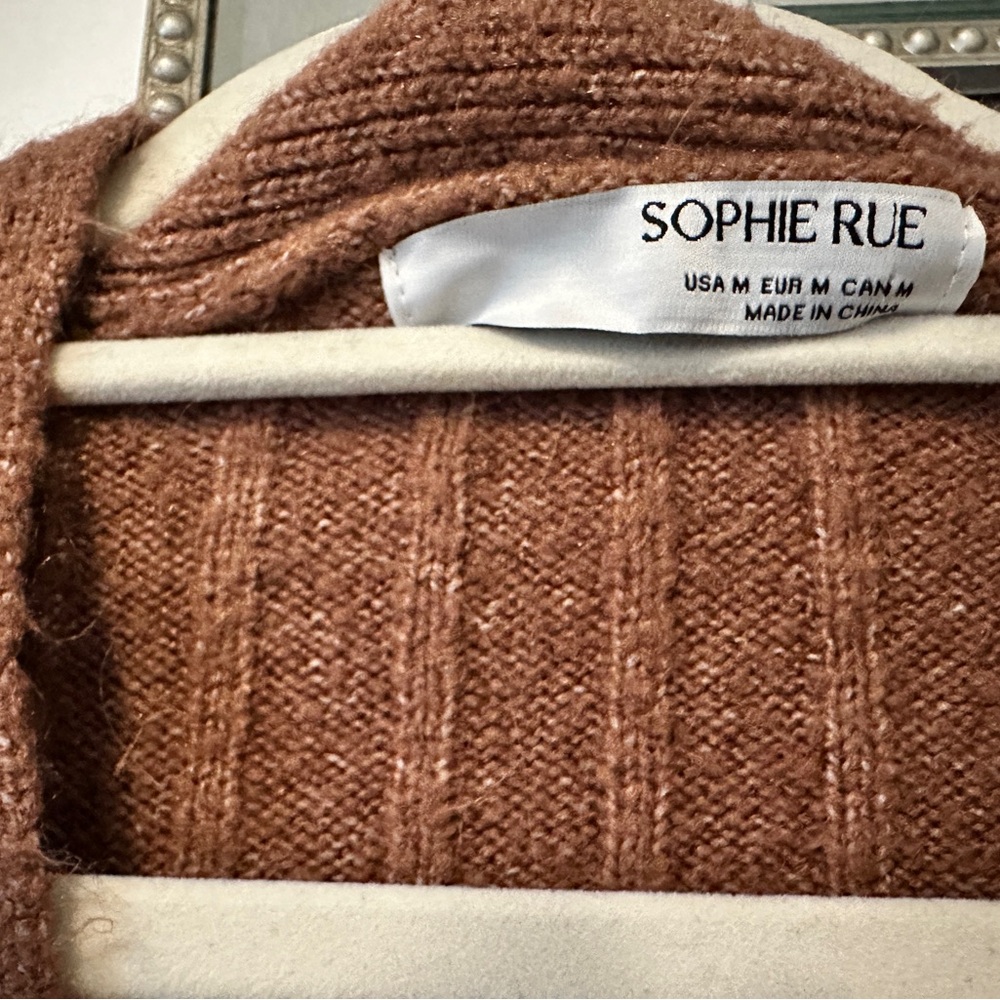 Brown Ribbed Button-Up Sweater - Picture 2 of 3